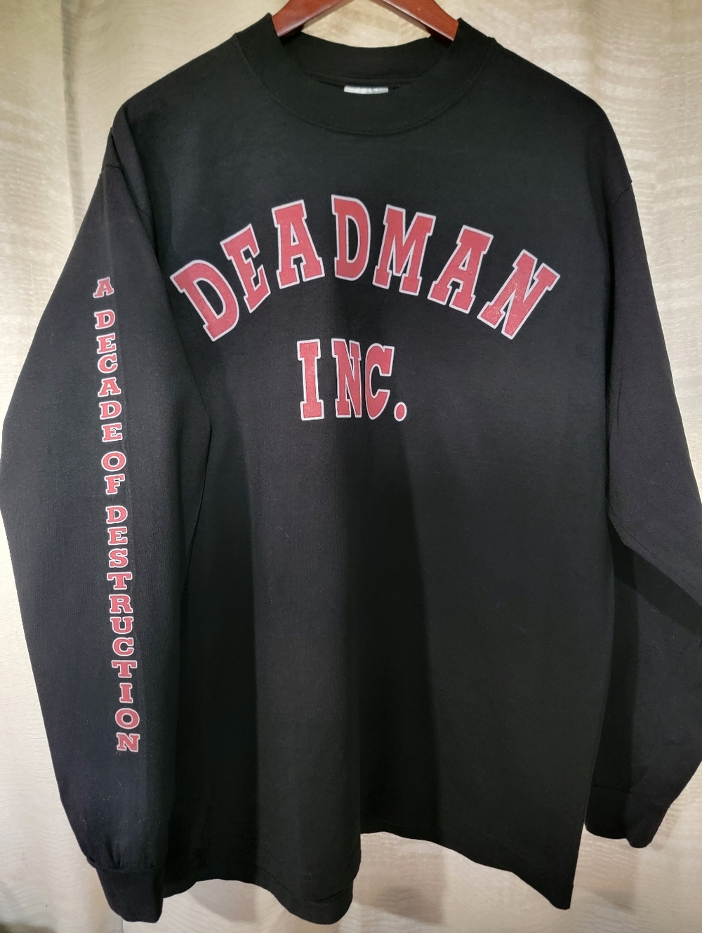 Dead Man Inc Long Sleeve  ON A SHAKA SUPERMAX HEAVYWEIGHT GARMET DYED T SHIRT